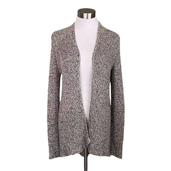 Eileen Fisher Open Front Cardigan Womens Sz MP M Petite Gray Organic Linen Wool - Picture 2 of 7